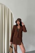 CROP CEKET - KISA ETEK TAKIM - Kahverengi resmi